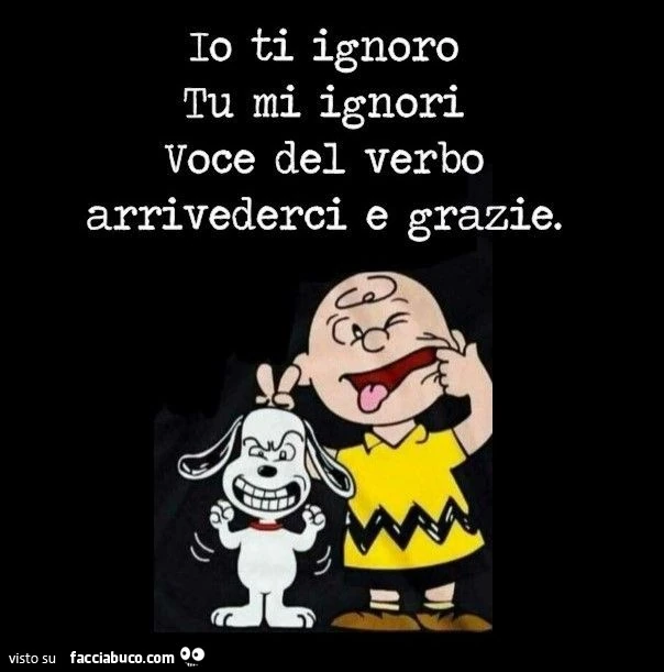 Io ti ignoro tu mi ignori voce del verbo arrivederci e grazie