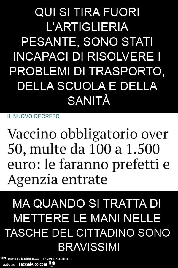 Qui si tira fuori l'artiglieria pesante, sono stati incapaci di risolvere i problemi di trasporto, della scuola e della sanità ma quando si tratta di mettere le mani nelle tasche del cittadino sono bravissimi
