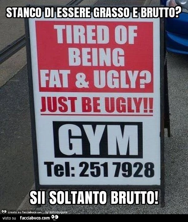 Stanco di essere grasso e brutto? sii soltanto brutto