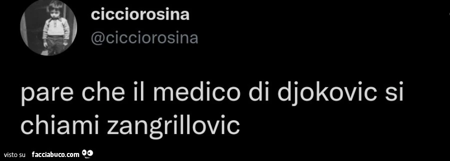 Pare che il medico di djokovic si chiami zangrillovic