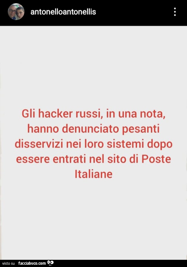 Gli hacker russi, in una nota, hanno denunciato pesanti disservizi nei loro sistemi dopo essere entrati nel sito di poste italiane