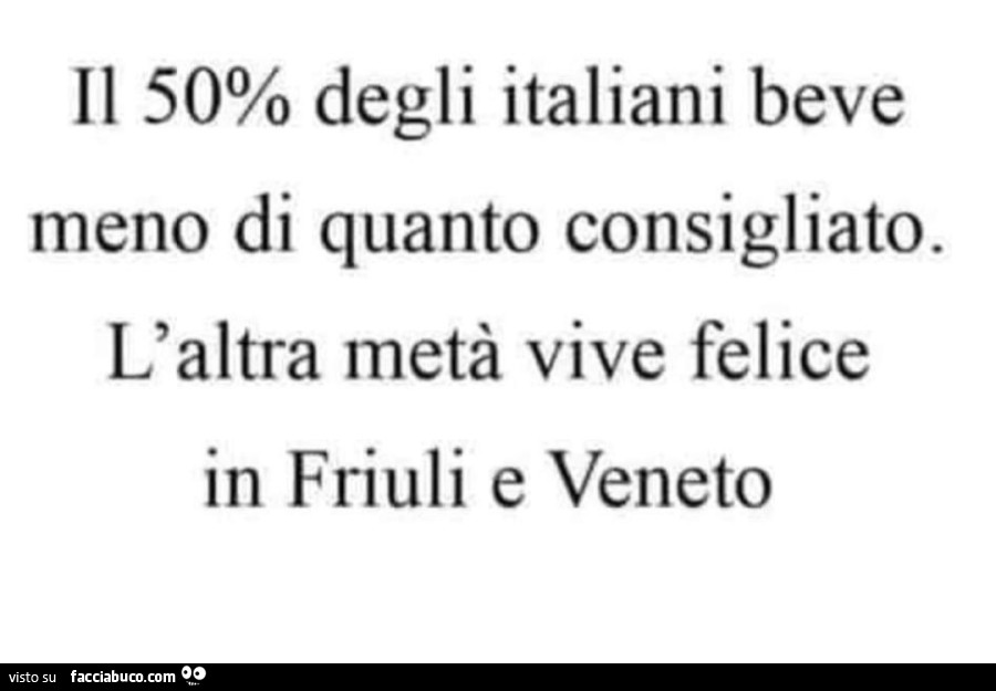 Il 50% degli italiani beve meno di quanto consigliato. L'altra metà vive felice Friuli e Veneto