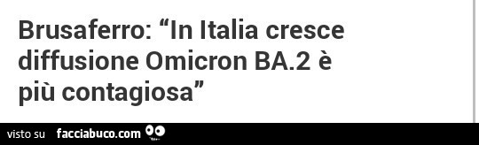 Brusaferro: in italia cresce diffusione omicron ba. 2 è più contagiosa