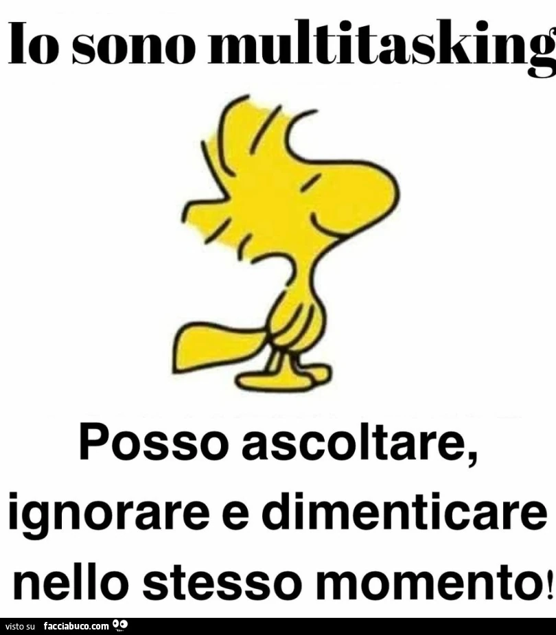 Io sono multitasking posso ascoltare, ignorare e dimenticare nello stesso momento