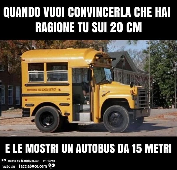 Quando vuoi convincerla che hai ragione tu sui 20 cm e le mostri un autobus da 15 metri