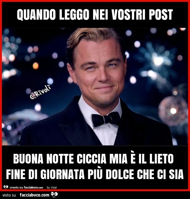 Quando leggo nei vostri post buona notte ciccia mia è il lieto fine di giornata più dolce che ci sia