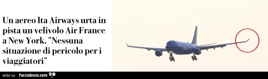 Un aereo ita airways urta in pista un velivolo air france a new york. Nessuna situazione di pericolo per i viaggiatori