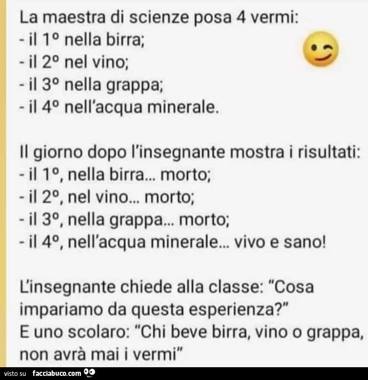 La maestra di scienze posa 4 vermi
