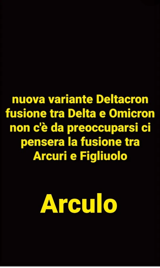 Nuova variante deltacron fusione tra delta e omicron non c'è da preoccuparsi ci pensera la fusione tra arcuri e figliuolo arculo