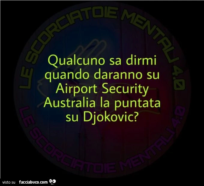 Qualcuno sa dirmi quando daranno su airport security australia la puntata su djokovic?