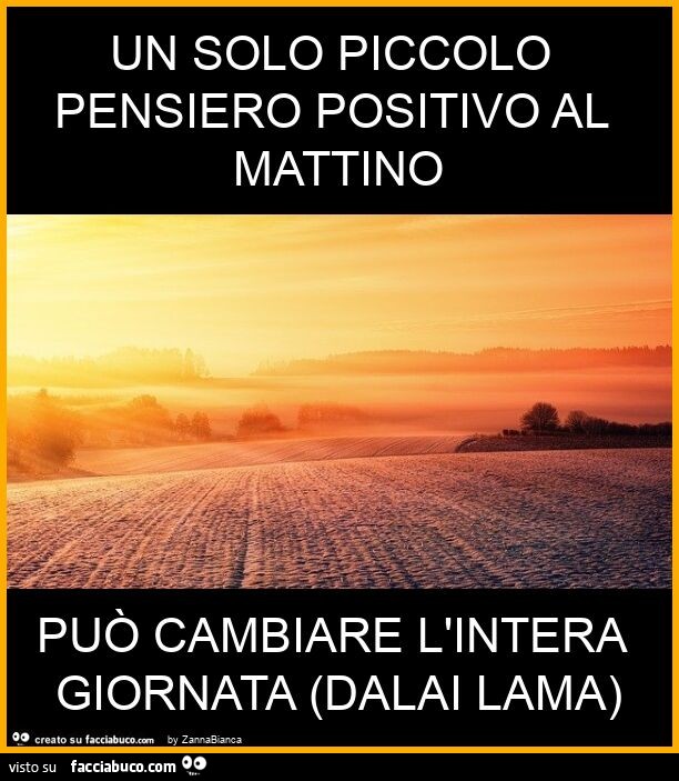 Un solo piccolo pensiero positivo al mattino può cambiare l'intera giornata (dalai lama)