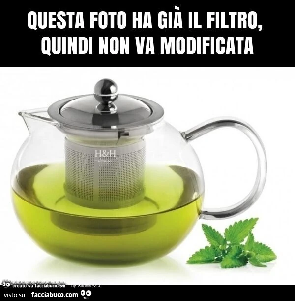 Questa foto ha già il filtro, quindi non va modificata