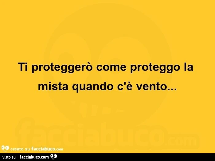 Ti proteggerò come proteggo la mista quando c'è vento