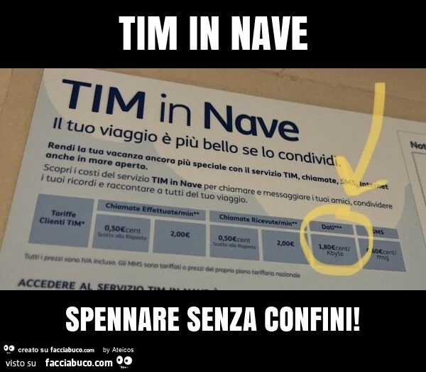Tim in nave spennare senza confini