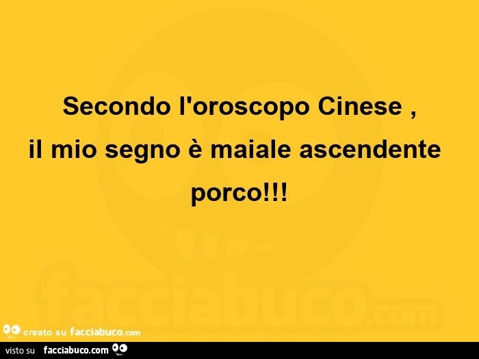 Secondo l'oroscopo cinese, il mio segno è maiale ascendente porco