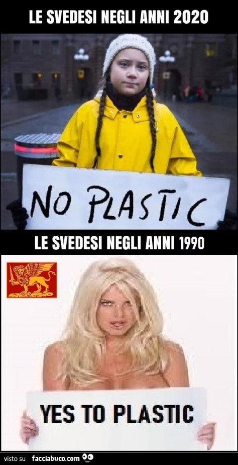 Le svedesi negli anni '90 e '20: Greta Thunberg vs. Victoria Silvsted con no e sì alla plastica