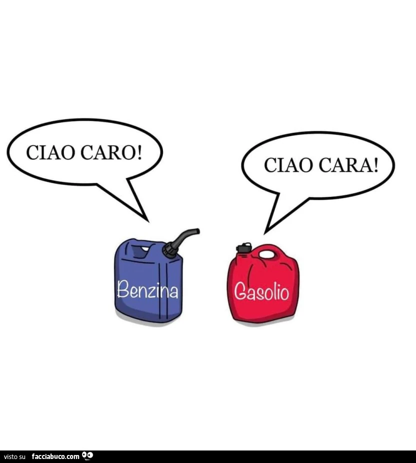 Benzina a Gasolio. Ciao caro! Ciao cara