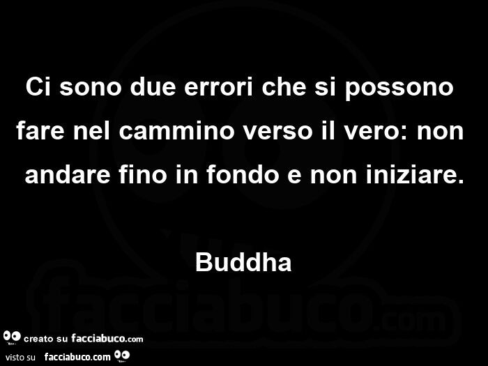 Ci sono due errori che si possono fare nel cammino verso il vero: non andare fino in fondo e non iniziare. Buddha