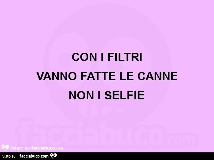 Con i filtri vanno fatte le canne non i selfie 