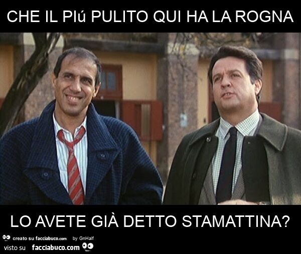 Che il piú pulito qui ha la rogna lo avete già detto stamattina?