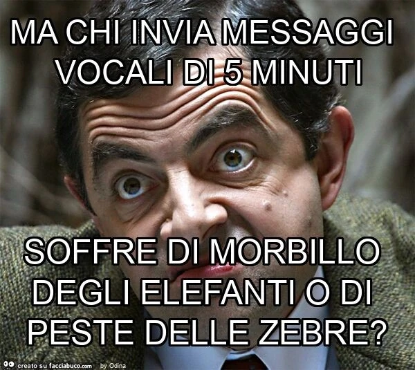 Ma chi invia messaggi vocali di 5 minuti soffre di morbillo degli elefanti o di peste delle zebre?
