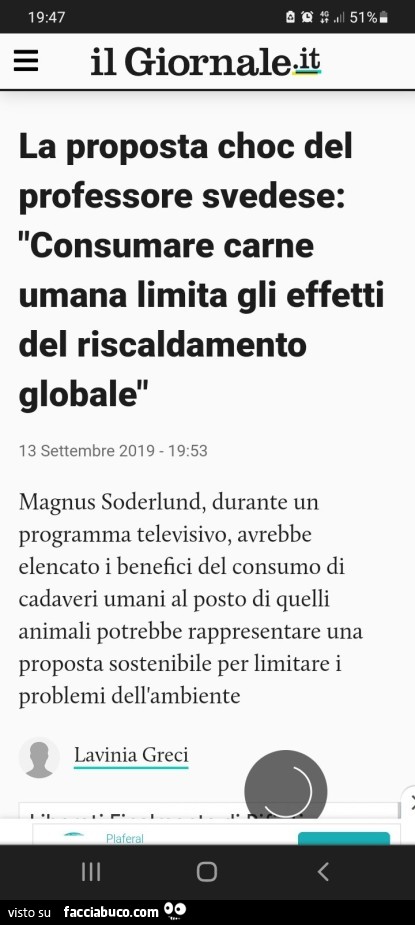 Proposta choc del professore svedese: consumare carne umana limita gli effetti del riscaldamento globale