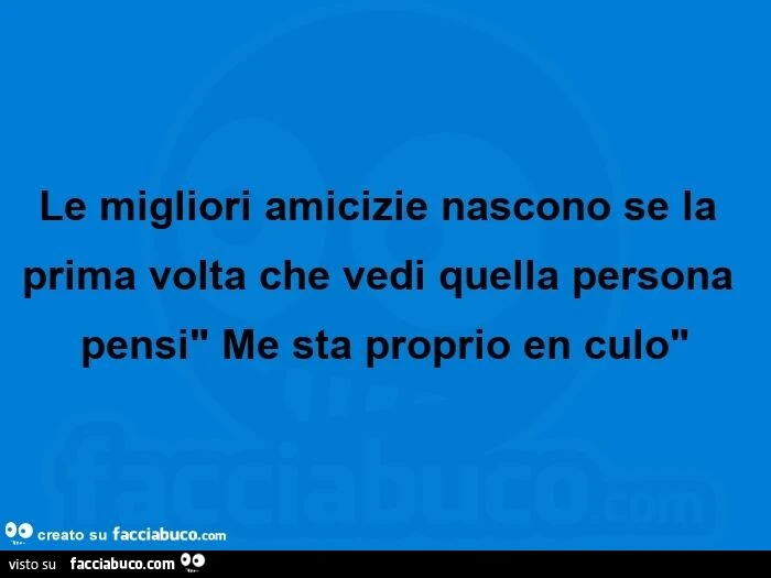 Le migliori amicizie nascono se la prima volta che vedi quella persona pensi me sta proprio en culo