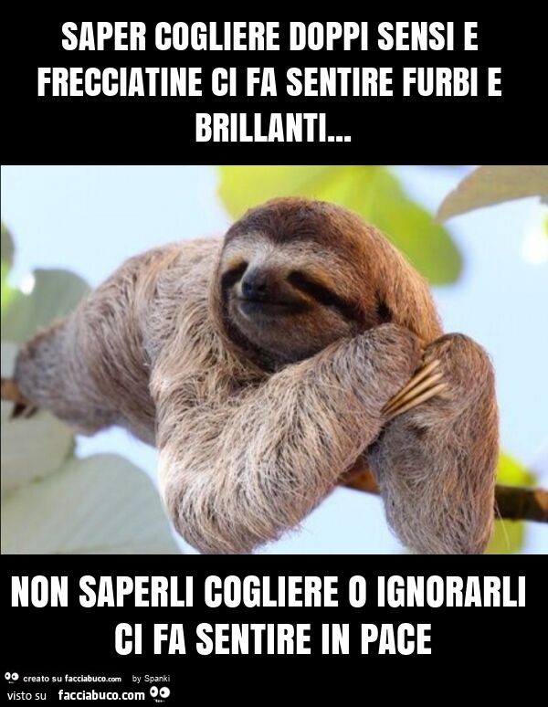Saper cogliere doppi sensi e frecciatine ci fa sentire furbi e brillanti… non saperli cogliere o ignorarli ci fa sentire in pace