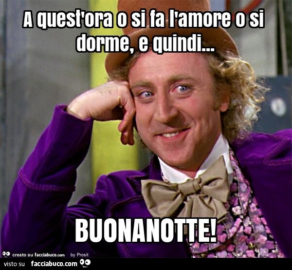 A quest'ora o si fa l'amore o si dorme, e quindi… buonanotte