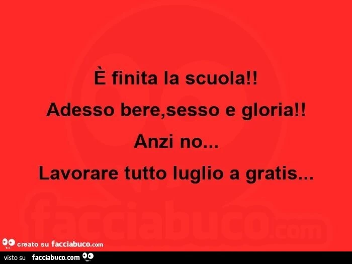 È finita la scuola! Adesso bere, sesso e gloria! Anzi no&hellip; lavorare tutto luglio a gratis