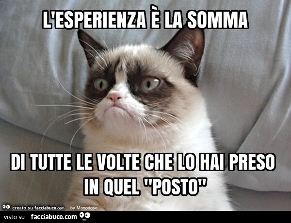 L'esperienza è la somma di tutte le volte che lo hai preso in quel "posto"